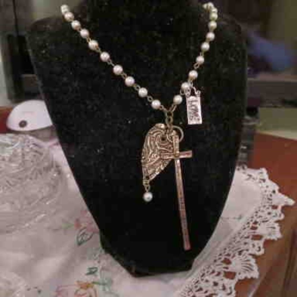 Cross Necklace with Pearls